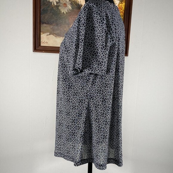 Croft & Barrow Short Sleeve Blouse Top Women's 3X Square Neck Black Geometric - Picture 2 of 9